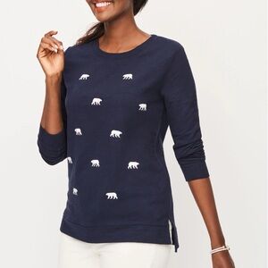 Talbots Navy Sweater/Sweatshirt with embroidered Polar Bear Pattern